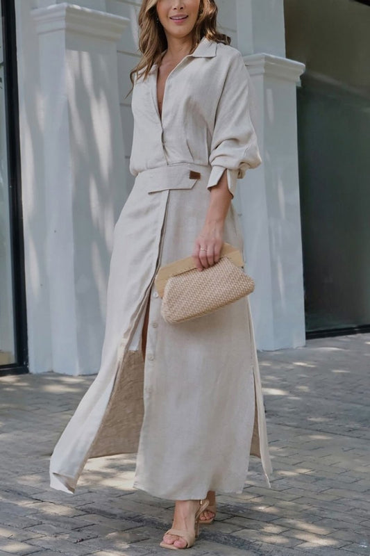 Freja™ | Maxiklänning i linne med elegant fall